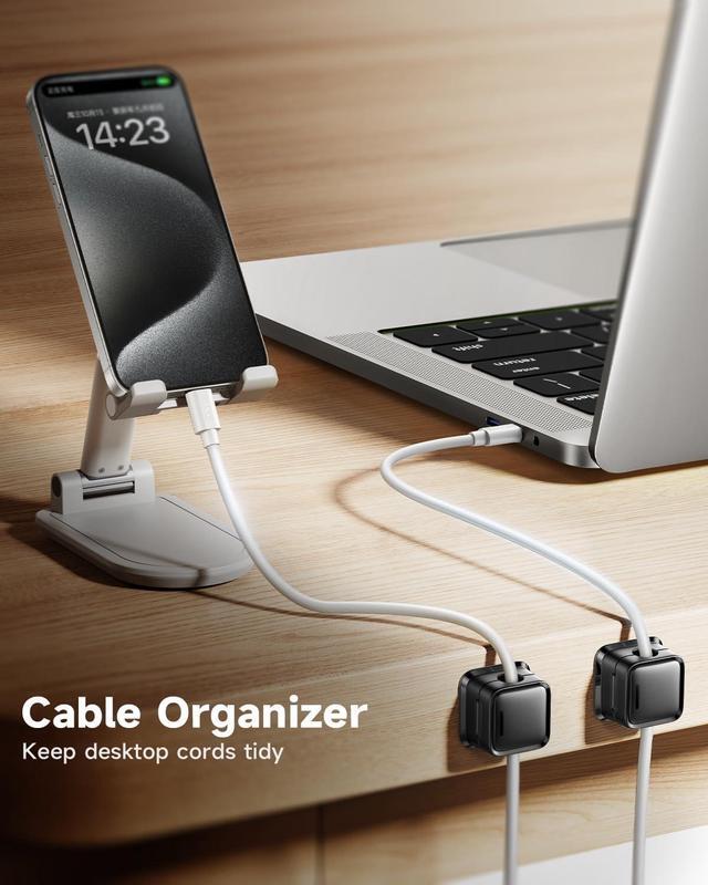 Alt view image 5 of 7 - Cord Organizer Holder 8 Pack Magnetic Desk Cable Clips Management Hide Phone Charging Cable Keeper Strong Adhesive Wire Charger Holder for Nightstand Kitchen Appliances Office Supplies