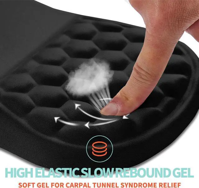 Alt view image 2 of 6 - Ergonomic Mouse Pad Wrist Support with Memory Foam Massage Bulge Carpal Tunnel Pain Relief Mousepad Wrist Rest for Mouse(12x8 inch Black)