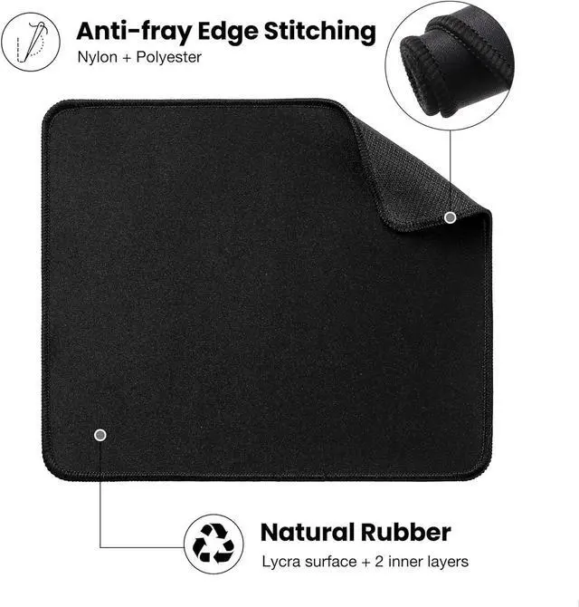 Alt view image 3 of 6 - Mouse Pad with Stitched Edge Non-Slip Rubber Base Mouse Mat for Laptop& Computer Small Mouse Pad for Gamer Office & Home Black Square Mousepad 9.8x 8.3x 0.08