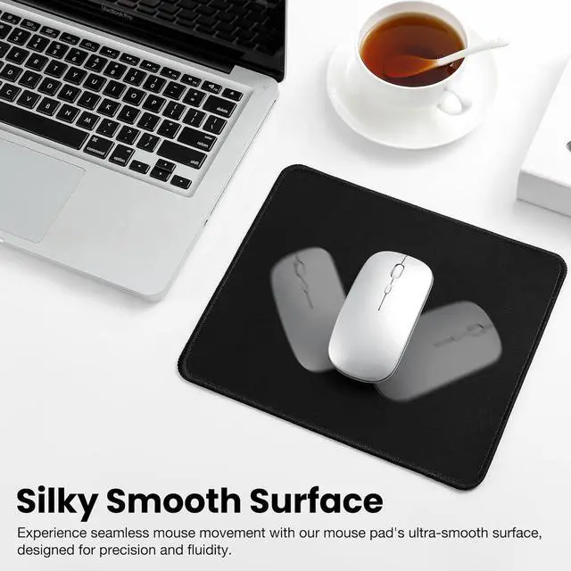 Alt view image 4 of 6 - Mouse Pad with Stitched Edge Non-Slip Rubber Base Mouse Mat for Laptop& Computer Small Mouse Pad for Gamer Office & Home Black Square Mousepad 9.8x 8.3x 0.08