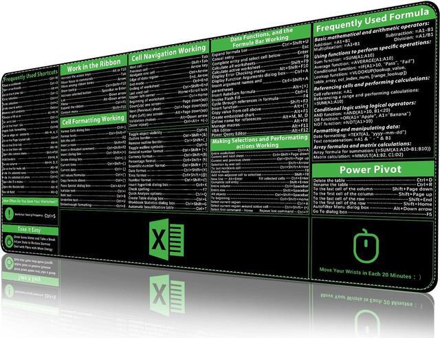 Main image of Excel Shortcuts Mousepad Upgraded Pro Version Extended Office Desk Mat Stitched Edges Non-Slip Base Keyboard Mats XXL Giant Mouse Pads for Desk 35.4x15.7 Back to School