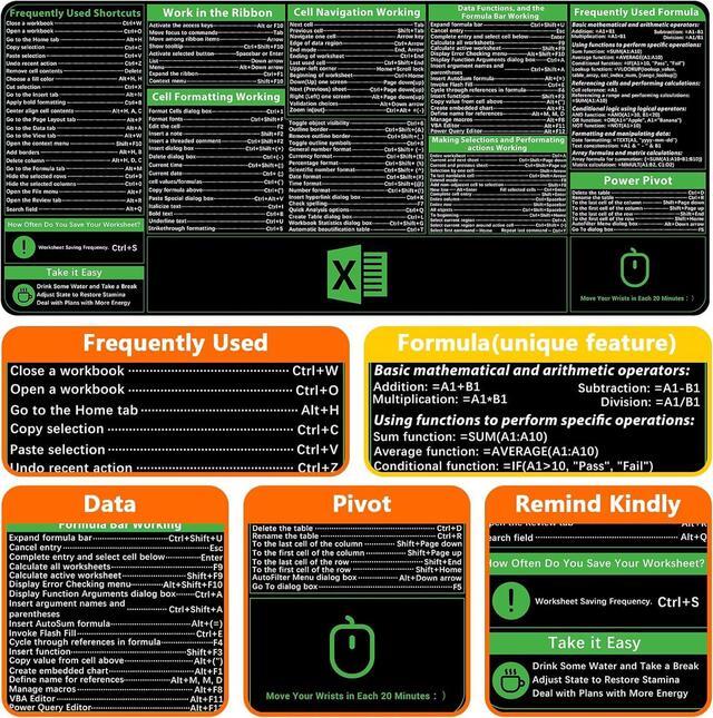 Alt view image 3 of 6 - Excel Shortcuts Mousepad Upgraded Pro Version Extended Office Desk Mat Stitched Edges Non-Slip Base Keyboard Mats XXL Giant Mouse Pads for Desk 35.4x15.7 Back to School