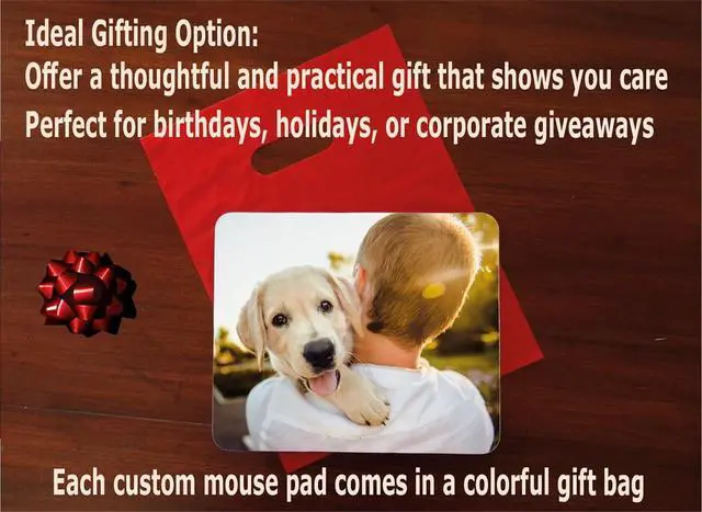 Alt view image 5 of 7 - Personalized Mouse Pad - Add Pictures Text Logo or Art Design and Make Your Own Customized Mousepad. Each Custom Mouse Mat Comes in a Colorful Gift Bag. Personalized Your Gaming Mousepad