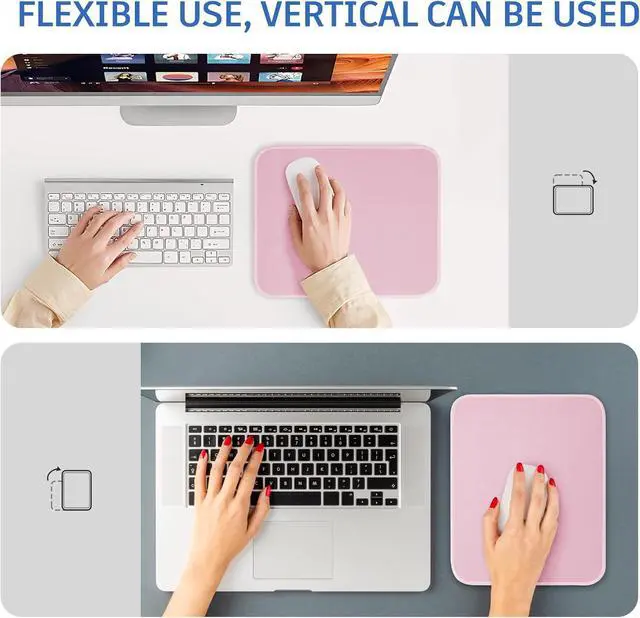 Alt view image 2 of 6 - Pink Mouse Pad Nice and Cute Mouse Pad Splash-Proof Textured 10.2 x 8.2Inch Stitched Edge Non-Slip Waterproof Rubber