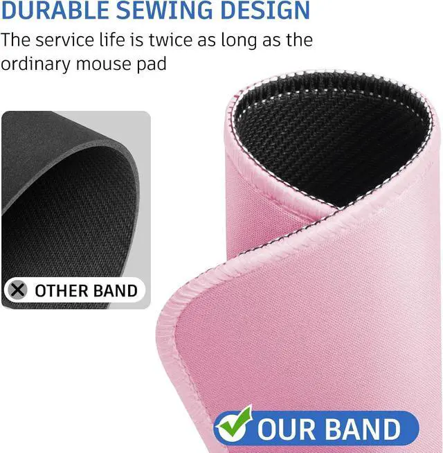 Alt view image 5 of 6 - Pink Mouse Pad Nice and Cute Mouse Pad Splash-Proof Textured 10.2 x 8.2Inch Stitched Edge Non-Slip Waterproof Rubber