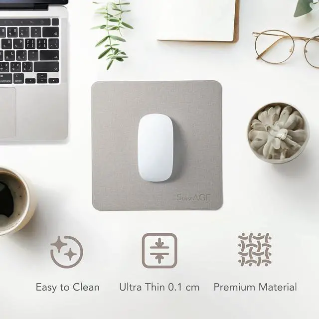Alt view image 3 of 7 - Slim Mouse Pad for Home/Office Portable Mouse Mat for Computer & Laptop Seamless Clothing Non-Slip Base Compatible with Laser and Optical Mouse 8.66 x 8.66 (Dark Grey (with Logo))