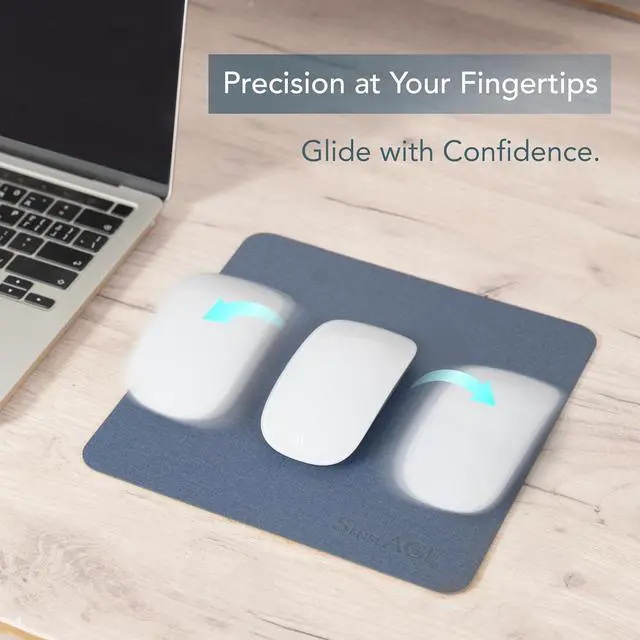 Alt view image 6 of 7 - Slim Mouse Pad for Home/Office Portable Mouse Mat for Computer & Laptop Seamless Clothing Non-Slip Base Compatible with Laser and Optical Mouse 8.66 x 8.66 (Dark Grey (with Logo))