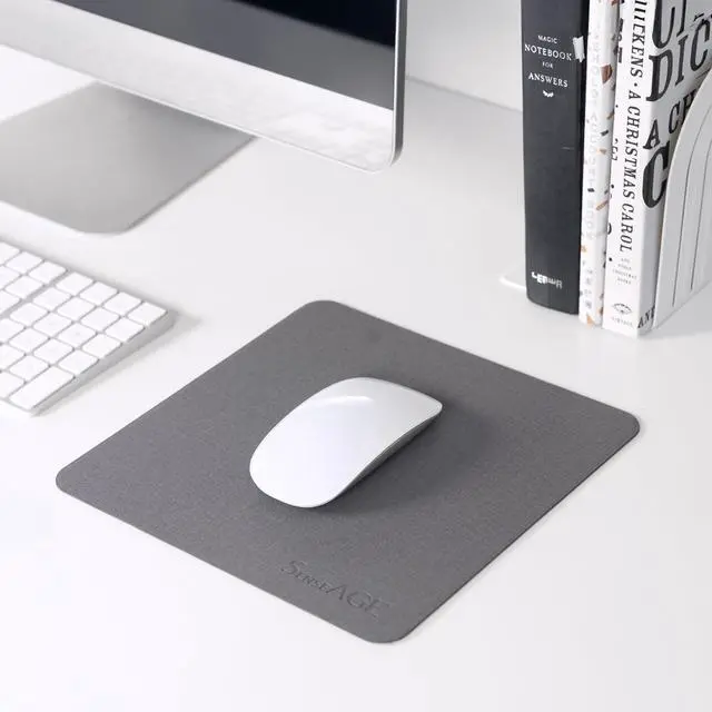 Alt view image 7 of 7 - Slim Mouse Pad for Home/Office Portable Mouse Mat for Computer & Laptop Seamless Clothing Non-Slip Base Compatible with Laser and Optical Mouse 8.66 x 8.66 (Dark Grey (with Logo))