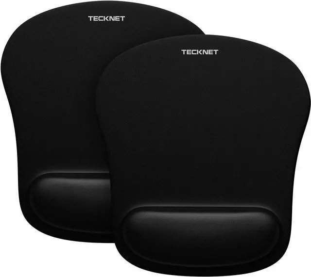 Main image of TECKNET 2 Pack Mouse Pad with Wrist Support, Ergonomic Gaming Mouse Pad Pain Relief, Portable Comfortable Mousepad for Computer, Laptop, Office, Home Non-Slip Base, Waterproof Surface - Black