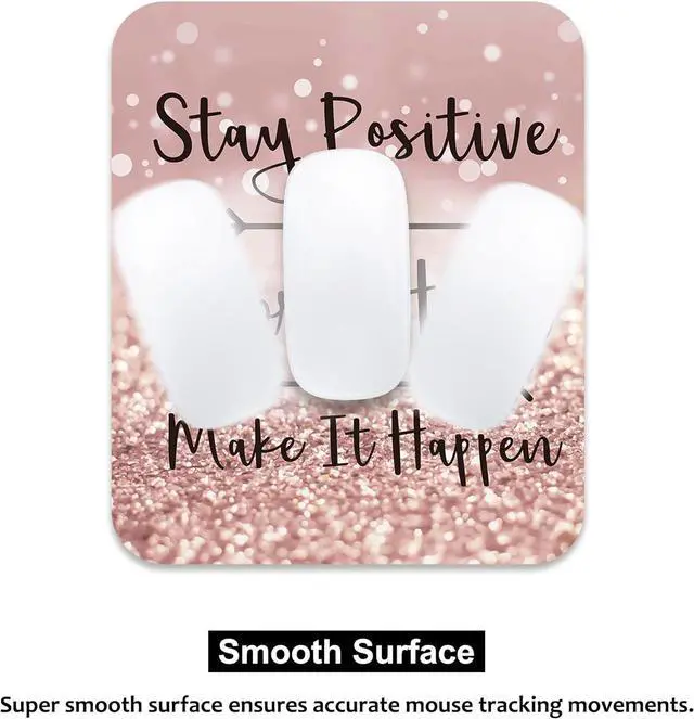 Alt view image 4 of 6 - Inspirational Quote Mouse Pad Mouse Pad for Women Stay Positive Work Hard and Make It Happen 9.5x7.9 Inch (24X20X0.3Cm)