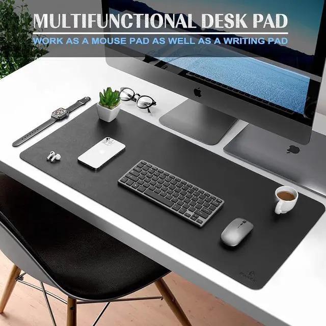 Alt view image 2 of 6 - Leather Desk Mat Large Office Desk Pad Computer Desk Mat Laptop Mat for Desk Desk Protecor Mat Desktop Mat Desk Writing Pad Desk Blotter Pad Desk Cover Mat (31.5x15.7 Black)