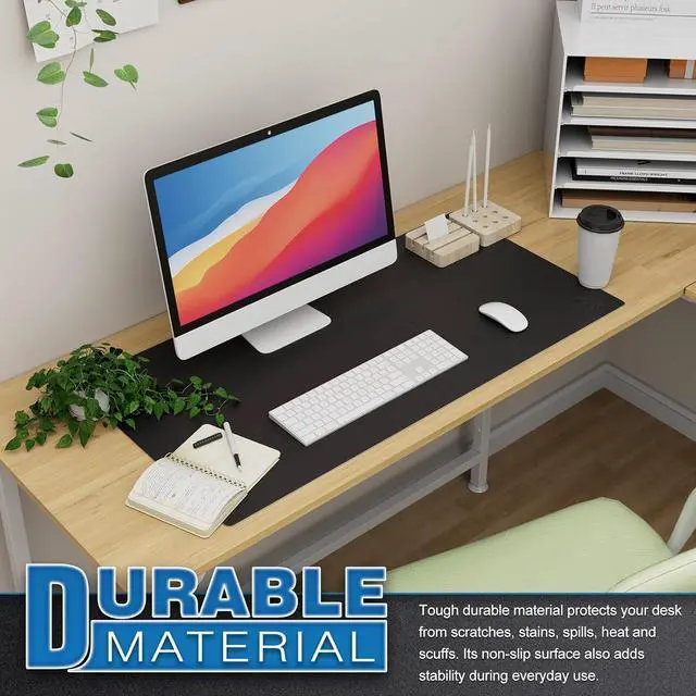 Alt view image 5 of 6 - Leather Desk Mat Large Office Desk Pad Computer Desk Mat Laptop Mat for Desk Desk Protecor Mat Desktop Mat Desk Writing Pad Desk Blotter Pad Desk Cover Mat (31.5x15.7 Black)
