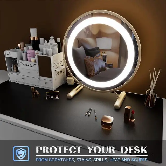 Alt view image 6 of 6 - Leather Desk Mat Large Office Desk Pad Computer Desk Mat Laptop Mat for Desk Desk Protecor Mat Desktop Mat Desk Writing Pad Desk Blotter Pad Desk Cover Mat (31.5x15.7 Black)