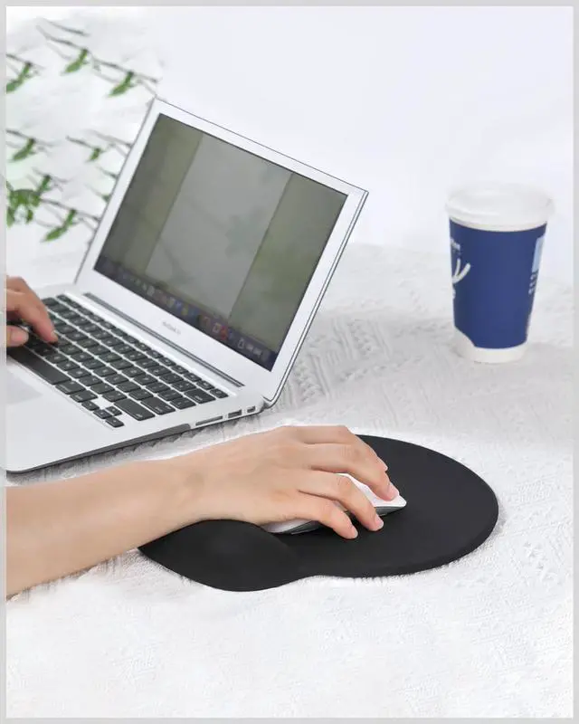 Alt view image 7 of 7 - Ergonomic Mouse Pad Wrist Support Comfortable Mouse Pad Wrist Rest Relieve Wrist Pain Gel Mouse pad Non-Slip Rubber Base Mousepad for Laptop Computer Prefect for Office & HomeBlack