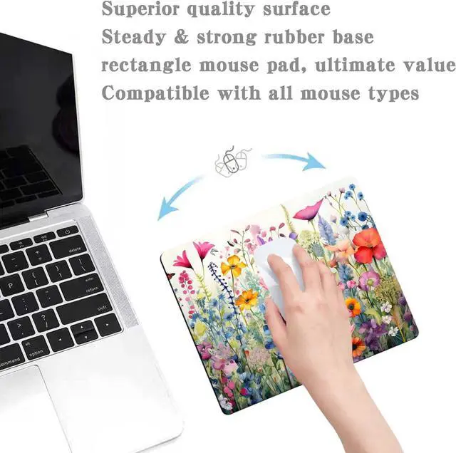 Alt view image 3 of 6 - Gorgeous Flowers Plants Mouse Pad Pink Floral Rose Mouse Pads for Desk Soft Computer Mouse Mat Cute Mousepad Cloth Computer Mouse Pads for Women Square Waterproof Non-Slip Rubber Base MousePads
