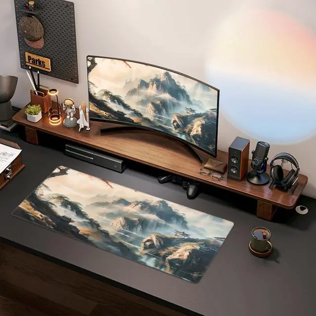 Alt view image 2 of 7 - Large Mouse Pads Anime Landscape Mountain Wilderness Wonderland Non-Slip Rubber Base Gaming Mousepad Keyboard and Mouse Pad with Stitched Edges PC Desk Mat for Game Work Office(31.5*11.8)