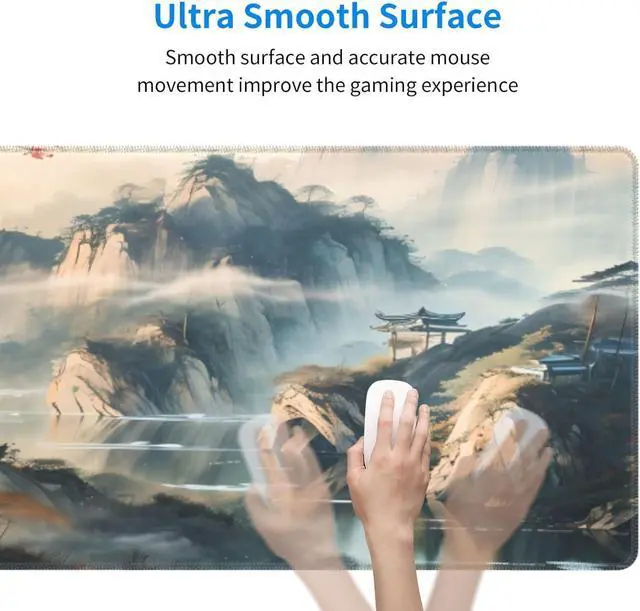 Alt view image 6 of 7 - Large Mouse Pads Anime Landscape Mountain Wilderness Wonderland Non-Slip Rubber Base Gaming Mousepad Keyboard and Mouse Pad with Stitched Edges PC Desk Mat for Game Work Office(31.5*11.8)