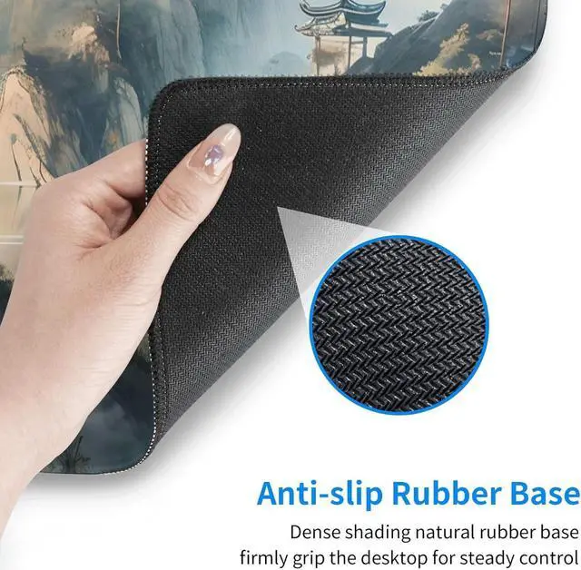 Alt view image 7 of 7 - Large Mouse Pads Anime Landscape Mountain Wilderness Wonderland Non-Slip Rubber Base Gaming Mousepad Keyboard and Mouse Pad with Stitched Edges PC Desk Mat for Game Work Office(31.5*11.8)