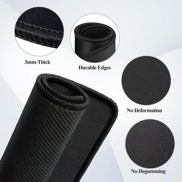 Alt view image 2 of 7 - Mouse Pads 3 PCS Black Standard Mouse Pads Office and Gaming Stitched Edges Rubber Anti Slip Base Mouse pad Dirt Resistant Durable Square 10.2 inches x 8.3 inches x 0.12 inches