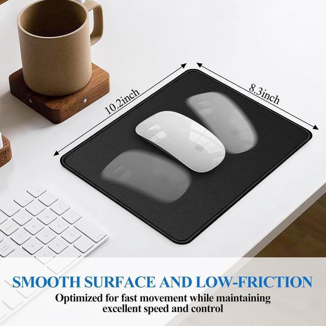 Alt view image 3 of 7 - Mouse Pads 3 PCS Black Standard Mouse Pads Office and Gaming Stitched Edges Rubber Anti Slip Base Mouse pad Dirt Resistant Durable Square 10.2 inches x 8.3 inches x 0.12 inches