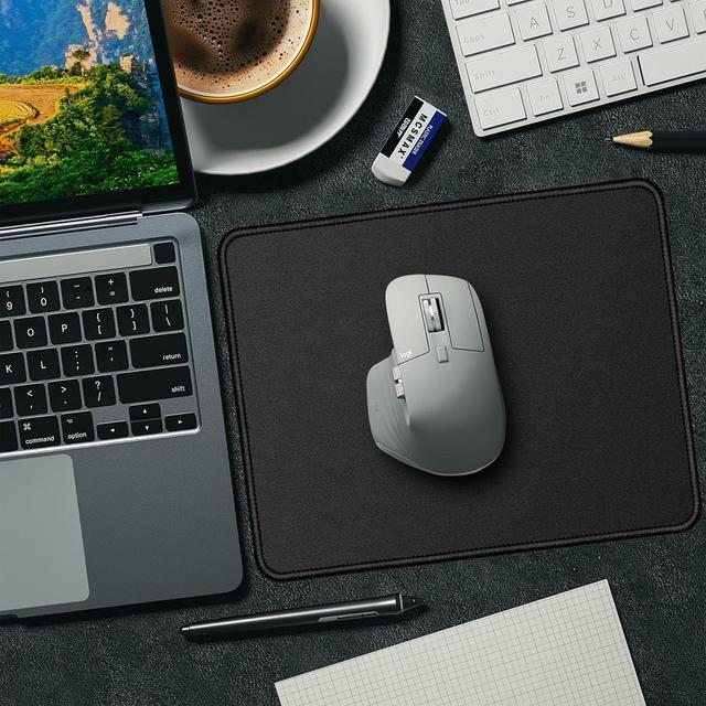 Alt view image 4 of 7 - Mouse Pads 3 PCS Black Standard Mouse Pads Office and Gaming Stitched Edges Rubber Anti Slip Base Mouse pad Dirt Resistant Durable Square 10.2 inches x 8.3 inches x 0.12 inches