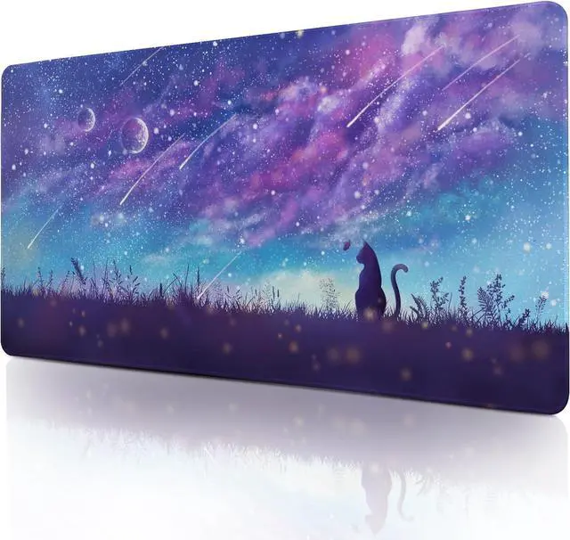 Main image of Gaming Mouse Pad Large Mouse Pad for Desk Desk Mat Extended Mousepad Cute Purple Mouse Pad with Non-Slip Rubber Base XL Desk Pad for Home Office Gaming (31.5x15.7 Cat)
