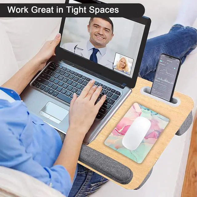 Alt view image 5 of 7 - Small Mouse Pad Mini Mouse Pad 6 X 8 Inch with Non-Slip Rubber Base for Keyboard Tray Laptops Wireless Mouse Home Office Travel Washable & Portable (Pink Green Marble)