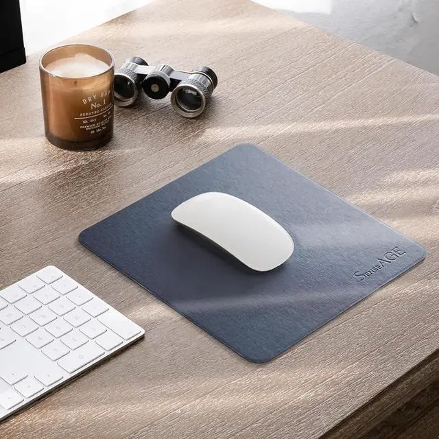 Alt view image 7 of 7 - Slim Mouse Pad for Home/Office Portable Mouse Mat for Computer & Laptop Fabric Style Vegan Leather Non-Slip Base Compatible with Laser and Optical Mouse 8.66 x 8.66 (Brown)