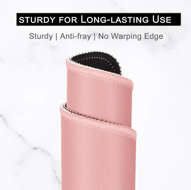 Alt view image 3 of 7 - Mouse Pad Premium-Textured Square Mousepad 10.2 x 8.3 Inch Stitched Edge Anti-Slip Waterproof Rubber Mouse Mat Pretty Cute Mouse Pad for Office Gaming Laptop Women Kids Pink