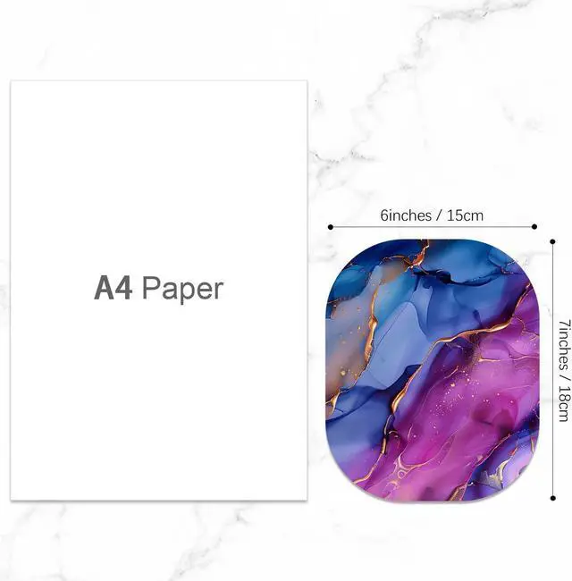 Alt view image 2 of 7 - Small Mouse Pad, 6 x 7 Inch, Oval Mini Mouse Pad with Non-Slip Rubber Base for Laptop Wireless Mouse Keyboard Tray Mousepad, Marble Patterns