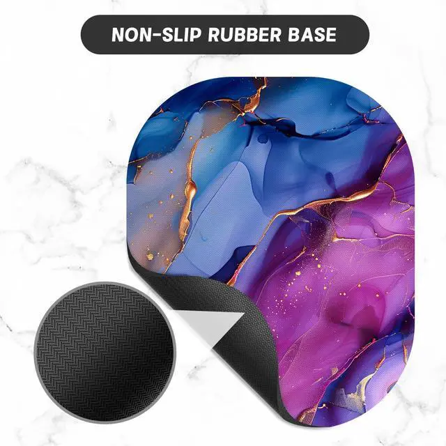 Alt view image 3 of 7 - Small Mouse Pad, 6 x 7 Inch, Oval Mini Mouse Pad with Non-Slip Rubber Base for Laptop Wireless Mouse Keyboard Tray Mousepad, Marble Patterns