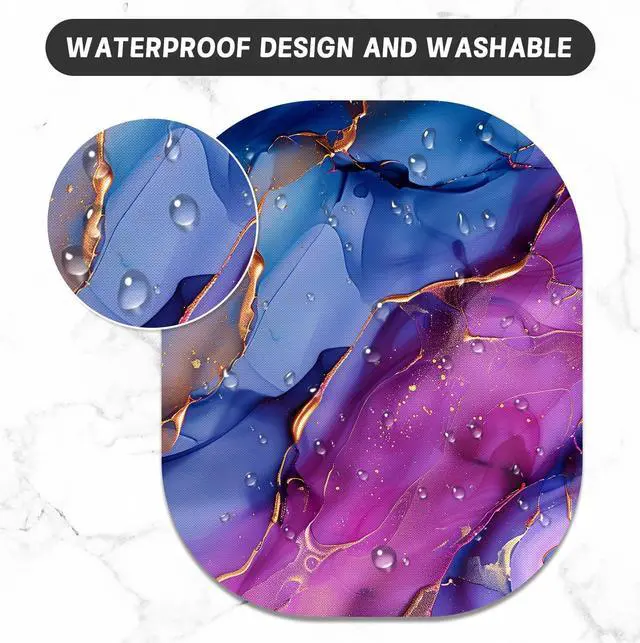 Alt view image 5 of 7 - Small Mouse Pad, 6 x 7 Inch, Oval Mini Mouse Pad with Non-Slip Rubber Base for Laptop Wireless Mouse Keyboard Tray Mousepad, Marble Patterns