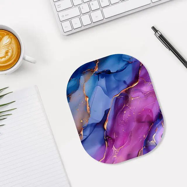 Alt view image 6 of 7 - Small Mouse Pad, 6 x 7 Inch, Oval Mini Mouse Pad with Non-Slip Rubber Base for Laptop Wireless Mouse Keyboard Tray Mousepad, Marble Patterns