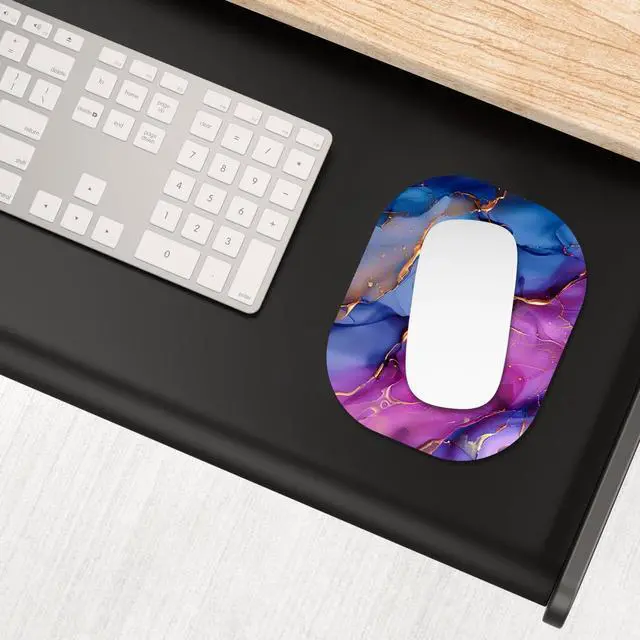 Alt view image 7 of 7 - Small Mouse Pad, 6 x 7 Inch, Oval Mini Mouse Pad with Non-Slip Rubber Base for Laptop Wireless Mouse Keyboard Tray Mousepad, Marble Patterns