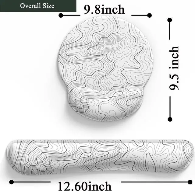 Alt view image 4 of 6 - Ergonomic White Topographic Mouse Pad Wrist Support Keyboard Wrist Rest Set White Gaming Mouse Pad With Non-Slip Pu Base for Computer Comfortable Mouse Wrist Rest Easy Typing & Pain Relief Mouse Pad.