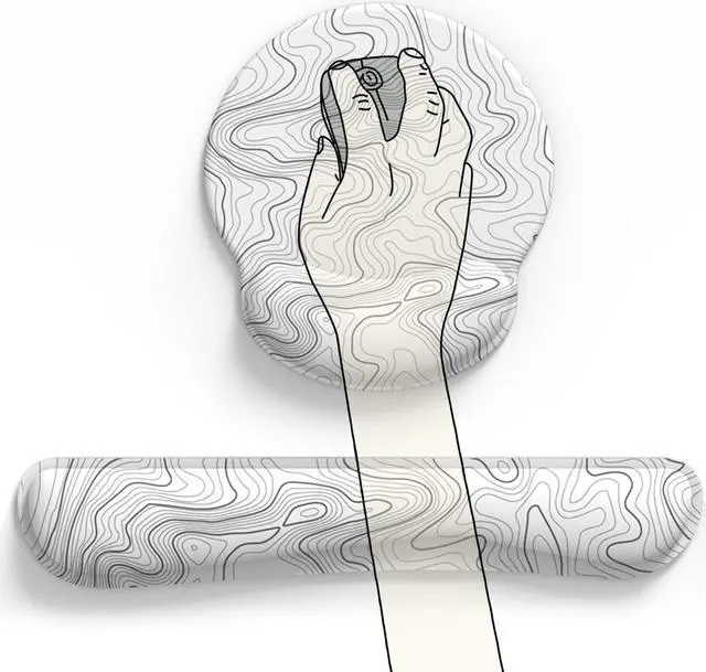 Alt view image 5 of 6 - Ergonomic White Topographic Mouse Pad Wrist Support Keyboard Wrist Rest Set White Gaming Mouse Pad With Non-Slip Pu Base for Computer Comfortable Mouse Wrist Rest Easy Typing & Pain Relief Mouse Pad.