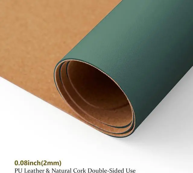 Alt view image 3 of 6 - Cork Desk Mat - Dual-Sided Desk Pad for Office and Home - Desk Organization and Accessories - Ideal for Large Mouse Pad and Desk Mats on Top of Desks(Dark Green 31.5x 15.7)