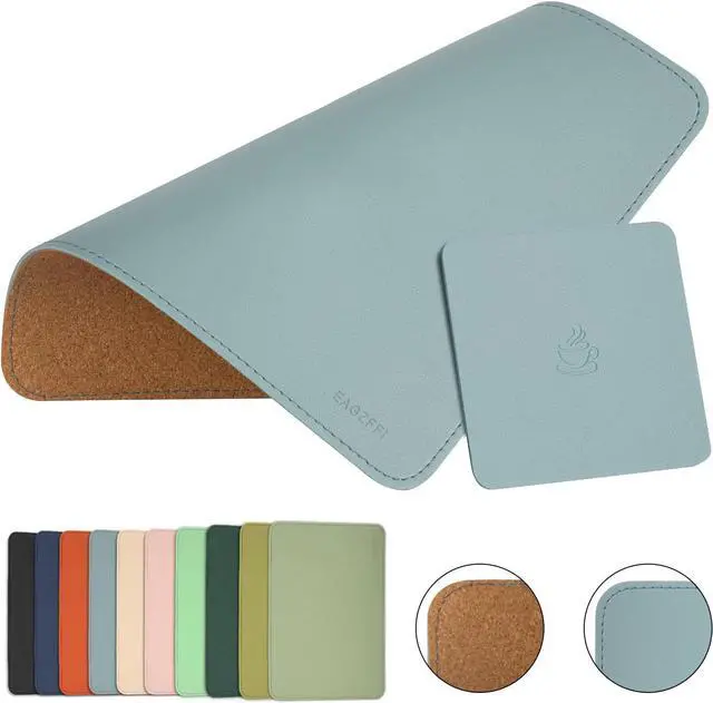 Main image of Leather Mouse Pad Wood Mouse Pad Double Side Mouse Pad Stitched Edges Equipped with Coaster Mouse Pads for Laptop Office & Home 1 Pack 8inch11inch (Sierra Blue)