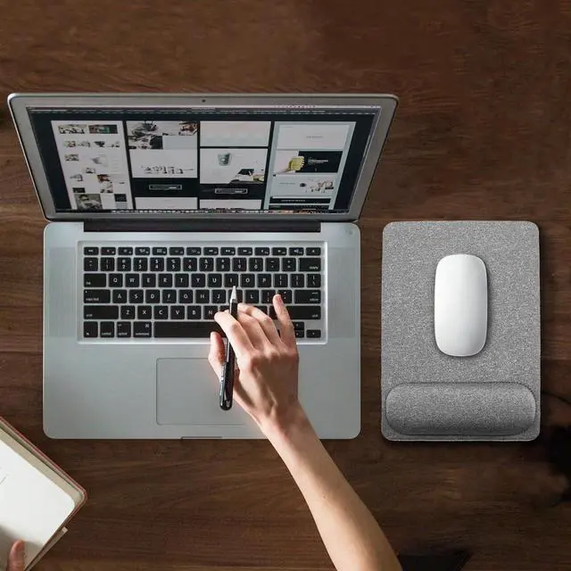 Alt view image 2 of 7 - Standard Mouse Pad with Wrist Support Hand-Made Ergonomic Mouse Mat with Non-Slip Base for Home Office & Travel Comfortable Lightweight for Easy Typing and Pain Relief Grey