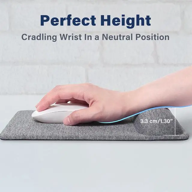 Alt view image 3 of 7 - Standard Mouse Pad with Wrist Support Hand-Made Ergonomic Mouse Mat with Non-Slip Base for Home Office & Travel Comfortable Lightweight for Easy Typing and Pain Relief Grey