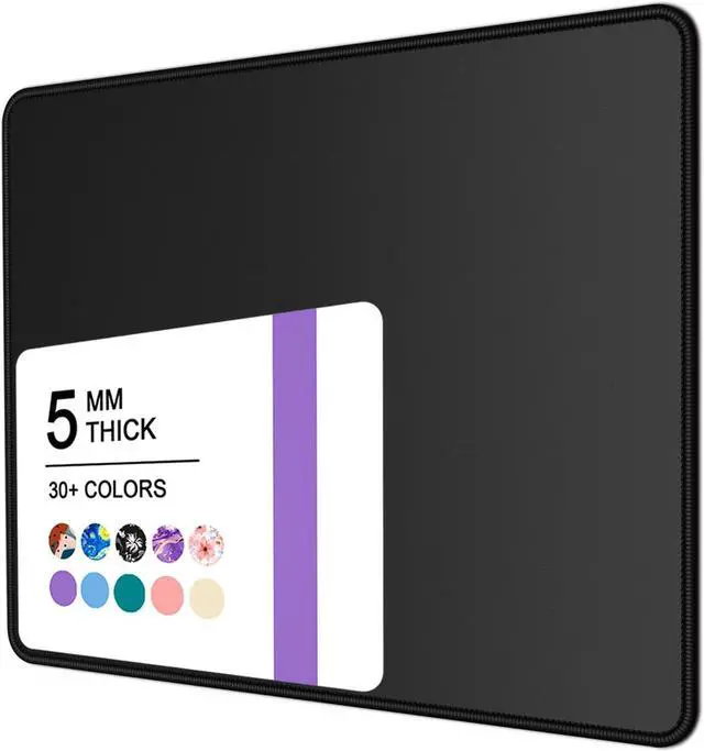 Main image of Mouse Pad 30% Thicker Black Computer Mousepad Anti-Slip Rubber Mouse Mat with Stitched Edges for Gaming Office Laptop PC Women & Men 8 x 10 Inch Thick 5mm Modern Design Square