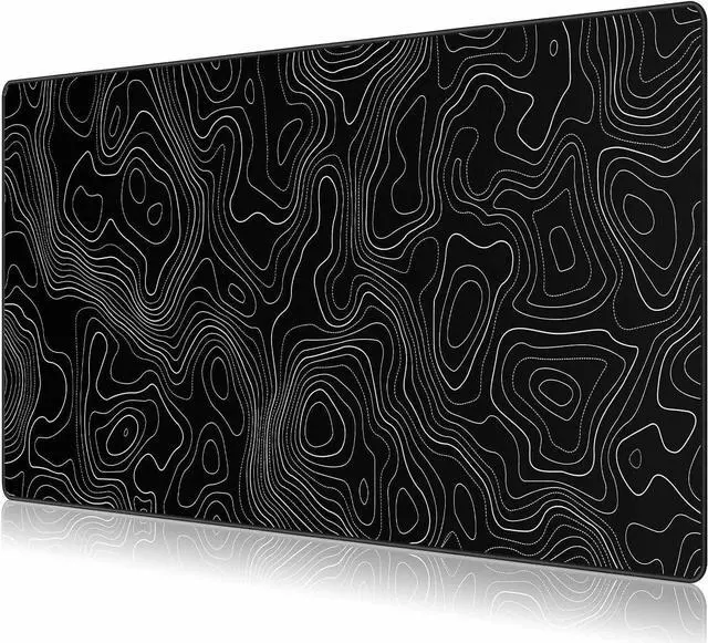 Main image of Black Topographic Large Gaming Mouse Pad XXL Mousepad Big Mouse Mat Desk Pad for Keyboard and Mouse Gaming Computer Laptop PC Desk Office Accessories