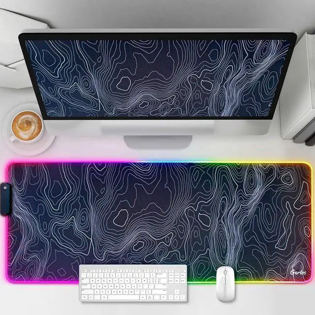 Alt view image 2 of 7 - RGB Large Gaming Mouse Pad Extended Soft LED Mouse Pad Non-Slip Rubber Base Water Resist Keyboard Pad Computer Mousepad 31.5×11.8 inches