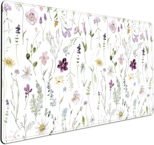 Main image of Cute Flower Mouse Pad Aesthetic Desk Mat Plants Large Extended Gaming Mousepad Floral XXL Desk Pad Keyboard and Mouse Mat 31.5x15.75 Desktop Decor Protectors Mats for Women Office Girl Gamer