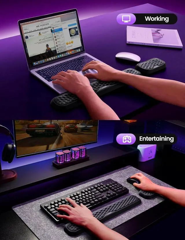 Alt view image 6 of 7 - Wrist Rest for Keyboard and Mouse Computer Ergonomic Wrist Support Pad Soft Memory Foam Arm Cushion for Desk Palm Hand Office Laptop Typing