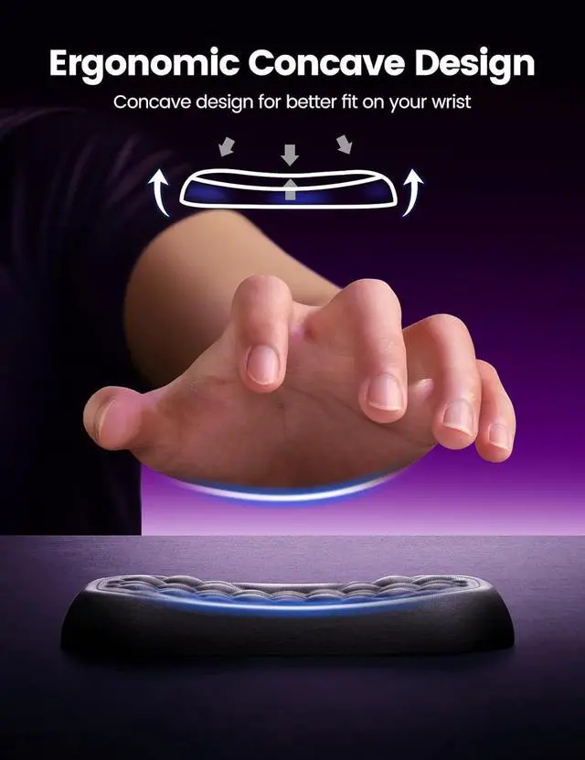 Alt view image 5 of 7 - Wrist Rest for Keyboard and Mouse Computer Ergonomic Wrist Support Pad Soft Memory Foam Arm Cushion for Desk Palm Hand Office Laptop Typing