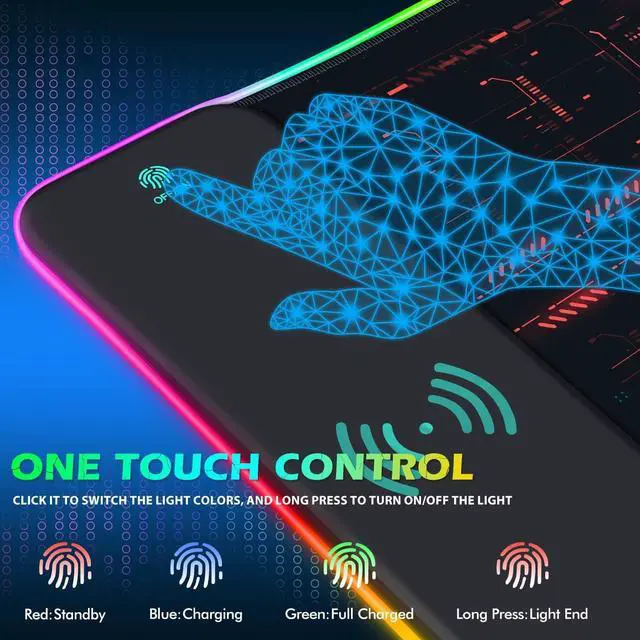 Alt view image 4 of 7 - RGB Gaming Wireless Charging Mouse Pad 5/7.5/10/15W 10 Light Modes LED Mouse Pad Computer Keyboard Mat Mousepad 800x300x4MM Extended Large Desk Mat for Gaming MacBook Laptop PC Cool Red