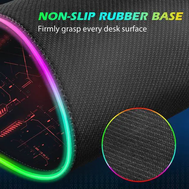 Alt view image 6 of 7 - RGB Gaming Wireless Charging Mouse Pad 5/7.5/10/15W 10 Light Modes LED Mouse Pad Computer Keyboard Mat Mousepad 800x300x4MM Extended Large Desk Mat for Gaming MacBook Laptop PC Cool Red