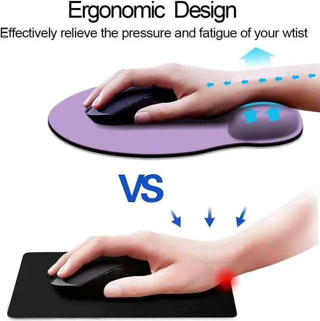 Alt view image 2 of 7 - Ergonomic Mouse Pad with Wrist Support Cute Wrist Pad with Non-Slip Rubber Base for Computer Laptop Home Office Gaming Working Easy Typing & Pain Relief Clove Purple