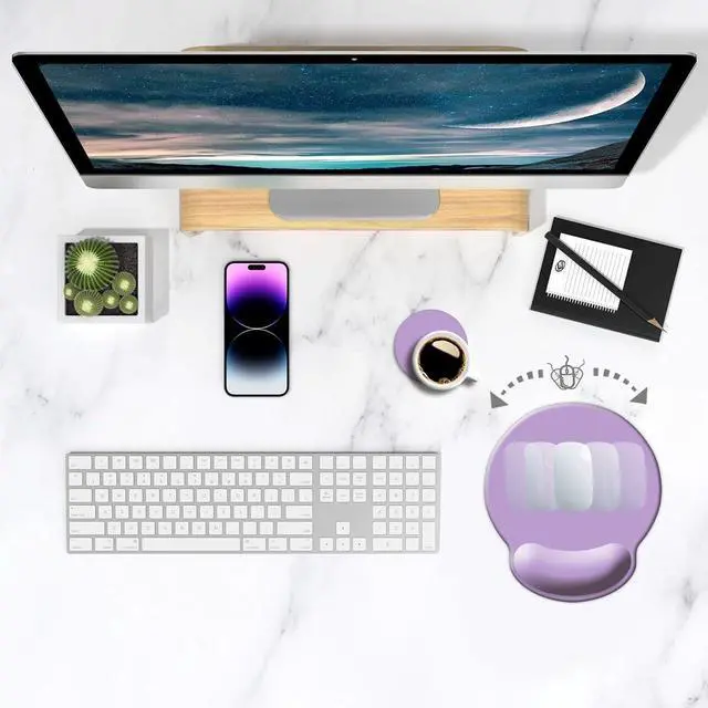 Alt view image 3 of 7 - Ergonomic Mouse Pad with Wrist Support Cute Wrist Pad with Non-Slip Rubber Base for Computer Laptop Home Office Gaming Working Easy Typing & Pain Relief Clove Purple